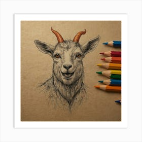 Goat Drawing 22 Art Print