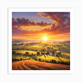 Sunset In The Countryside Art Print