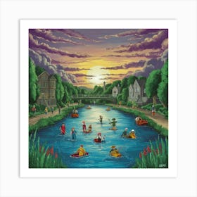 Swans On The River Art Print