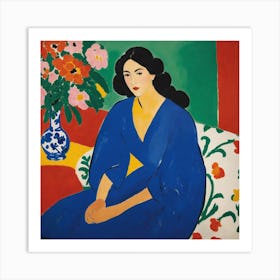 Woman In Blue 8 Art Print