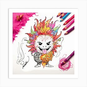 Flaming Monster Art Print