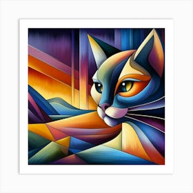 Luna Low Poly Cat 1 Art Print