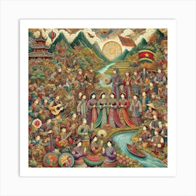 Asian Folk Art Art Print