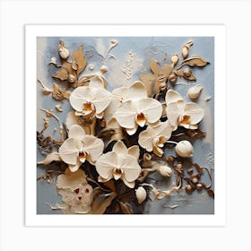 Pattern with Cream Orchid flowers 1 Art Print