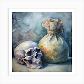 Skull And Bag Art Print