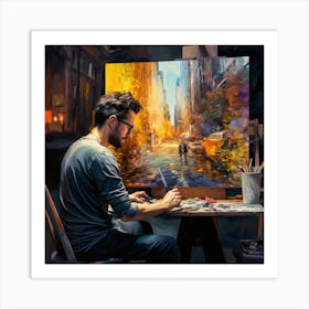 Painter at Work Oil Painting Art Print