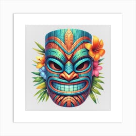 Watercolor Festival Tiki Mask 7 Art Print