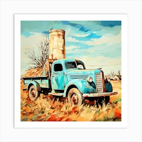 Old Blue Truck Art Print