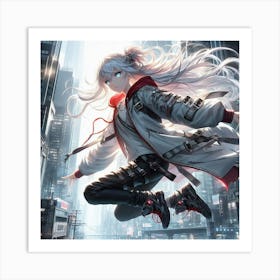 Anime Girl In A City Art Print