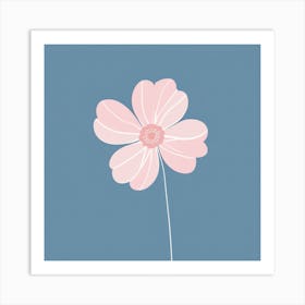 A White And Pink Flower In Minimalist Style Square Composition 19 Art Print