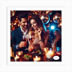 Couple At A Restaurant Art Print