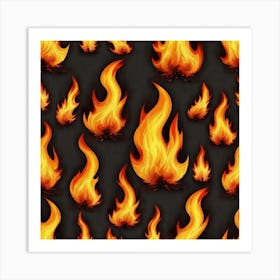 Flames On Black Background 56 Art Print