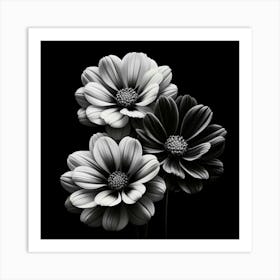 Black and white flowers Art Print