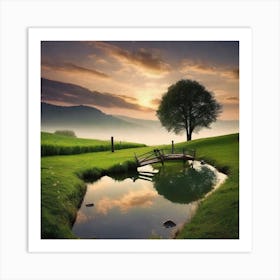 Sunrise Over The Pond Art Print