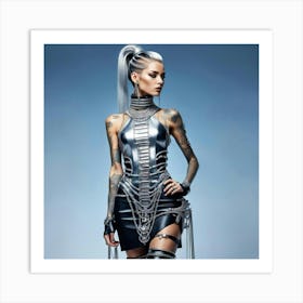 Sexy Woman In Silver Outfit Art Print