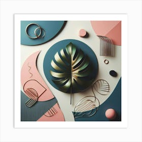 Aesthetic style, Abstraction with tropical leaf 3 Art Print