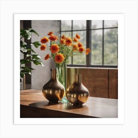 Vases On A Table Art Print