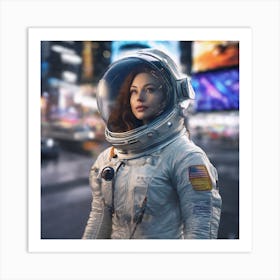 Space Woman In Spacesuit Art Print