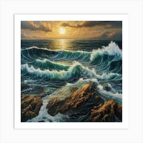 Sunset Over The Ocean 4 Art Print