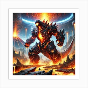 A Colossal Kaiju Named Ignis Rex, The Flame Coloss Art Print