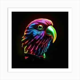 Neon Parrot 1 Art Print