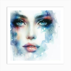 Watercolor Of A Woman'S Face 12 Art Print