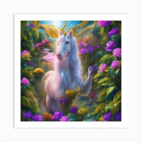 Unicorn In The Forest Art Print