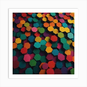 Abstract Colorful Hexagons Art Print