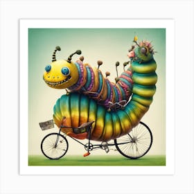 846880 Giant Caterpillar Riding A Bicycle, Surreal, Absur Xl 1024 V1 0 Art Print