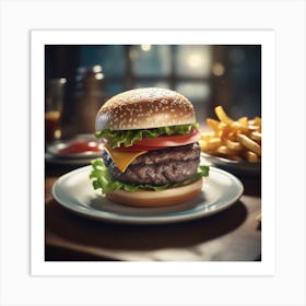 Hamburger On A Plate 98 Art Print