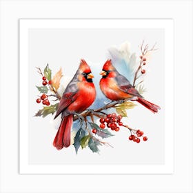 Cardinals On Branch Art Print