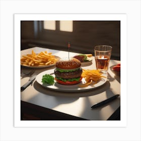 Burger And Fries 14 Art Print