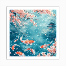 Koi Fish In The Pond Art Print