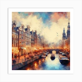 Amsterdam At Night Art Print