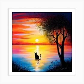 Sunset Cat 2 Art Print