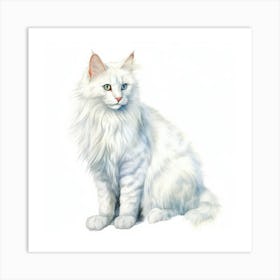 Turkish Angora Cat Portrait Art Print