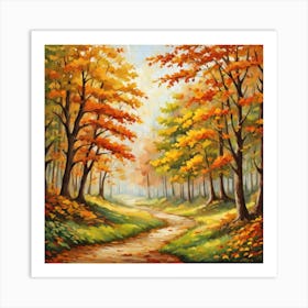 Forest In Autumn In Minimalist Style Square Composition 301 Art Print