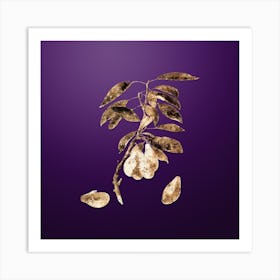 Gold Botanical Plum on Royal Purple n.3353 Art Print