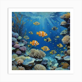 Fish of the Rainbow Under the Sea Clownfish Under The Sea Art Print