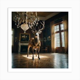 Deer In A Room 4 Art Print