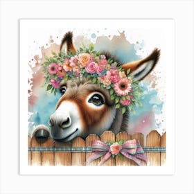Donkey With Flowers 10 Art Print