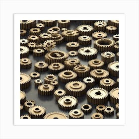 Realistic Gear Flat Surface Pattern For Background Use Isometric Digital Art Smog Pollution Tox (2) Art Print