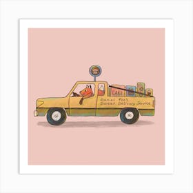 Daniel Fox's Sweet Delivery Truck Animals on Vehicles Art Print