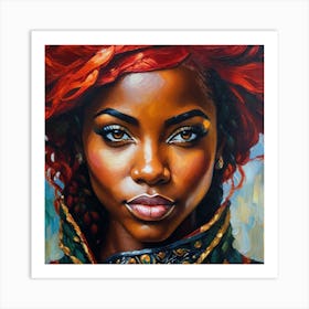 African American Woman With Red Hair Art Print