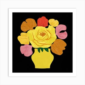 Yellow Roses In A Vase Art Print