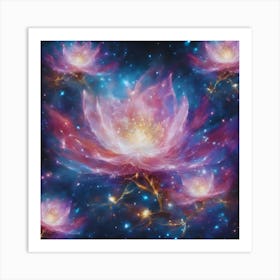 Lotus Flower In Space Art Print