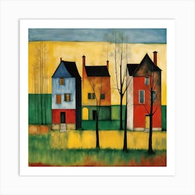 Houses In A Field Art Print