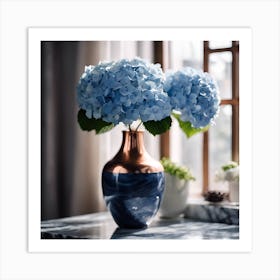 Still life with Blue Hydrangeas Art Print