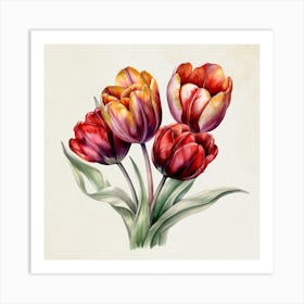 Watercolor Tulips Art Print