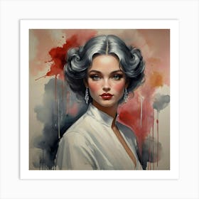 Of A Woman With Gray Hair Art Print